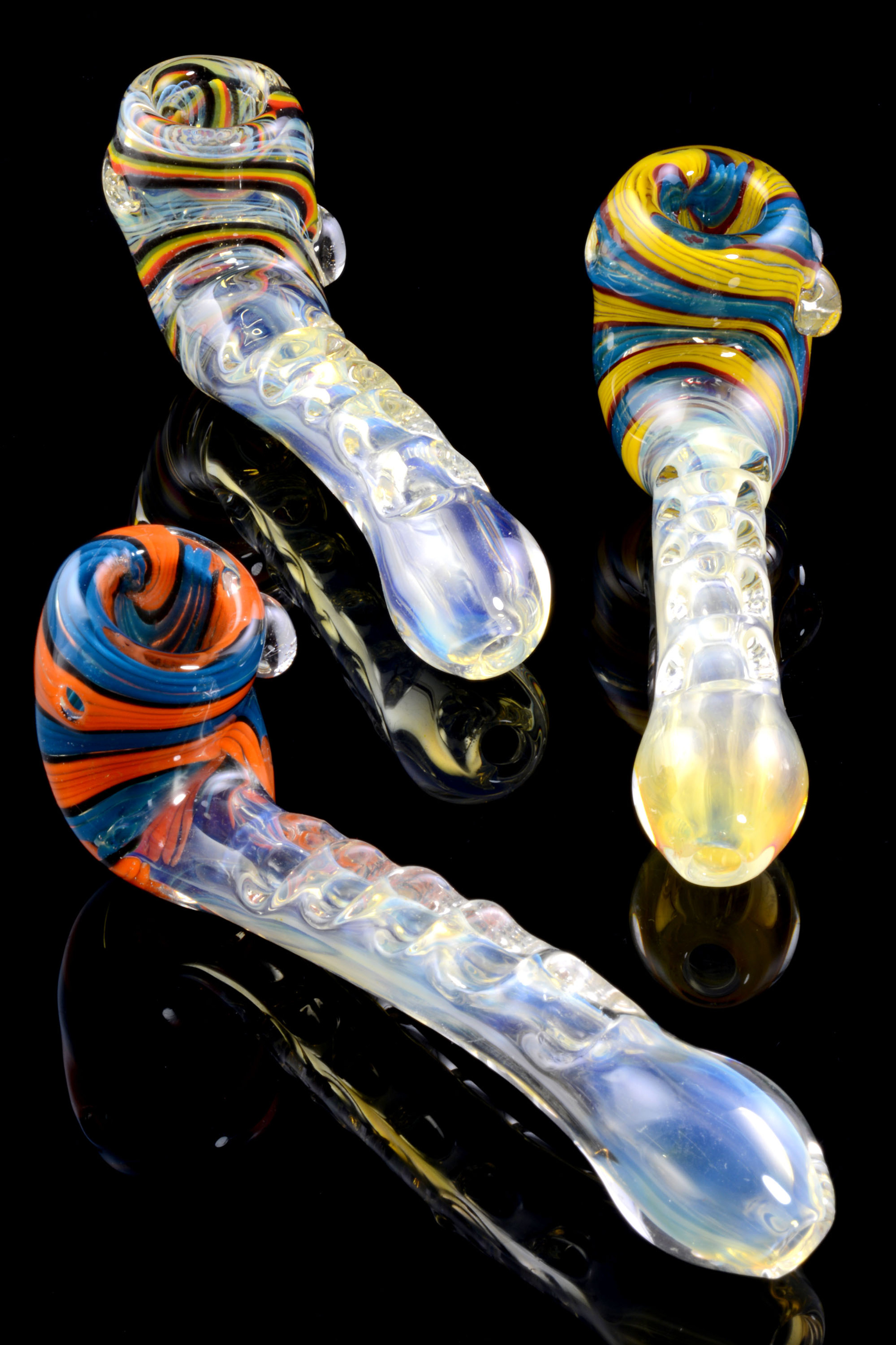 Color Changing Ribbed Sherlock Glass Pipe P1947 Bulk Smoke Shop