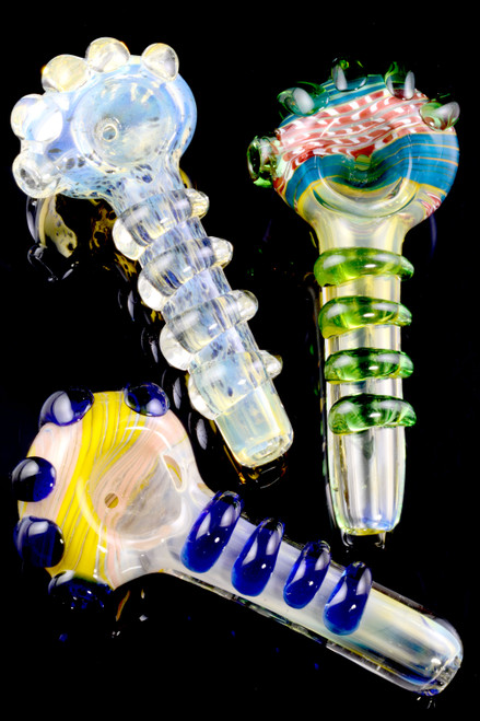 Color Changing Frit Swirl Glass Pipe - P1940