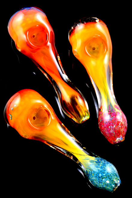 Thick Gold Fumed Frit Glass Pipe - P2076