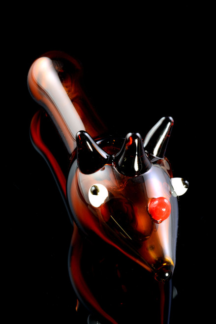 Colored Glass Critter Face Pipe - P2104