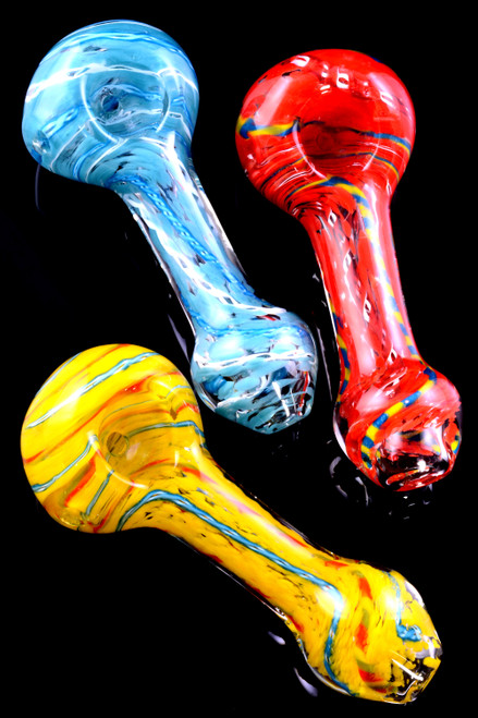 Colorful Striped Frit Glass Pipe - P2144