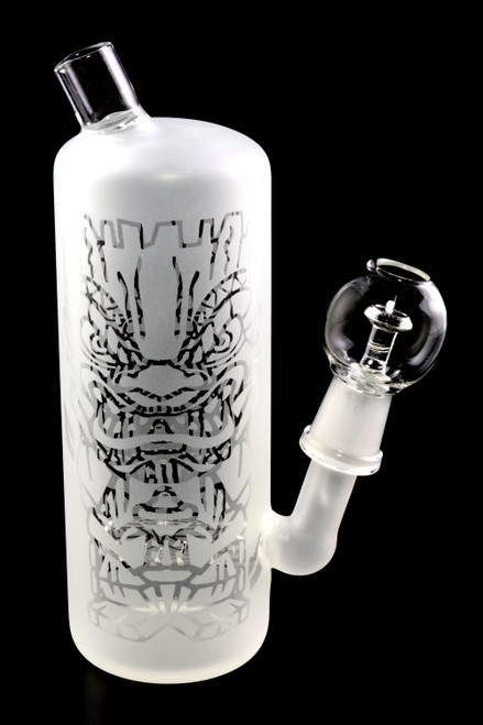 Mini Frosted Glass on Glass Stemless Tiki Concentrate Water Pipe - WP2127