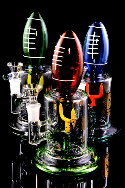 Small Stemless Glass on Glass Football Water Pipe - WP2221