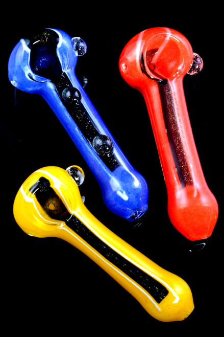 Colorful  Frit Dichro Stripe Glass Pipe - P2215