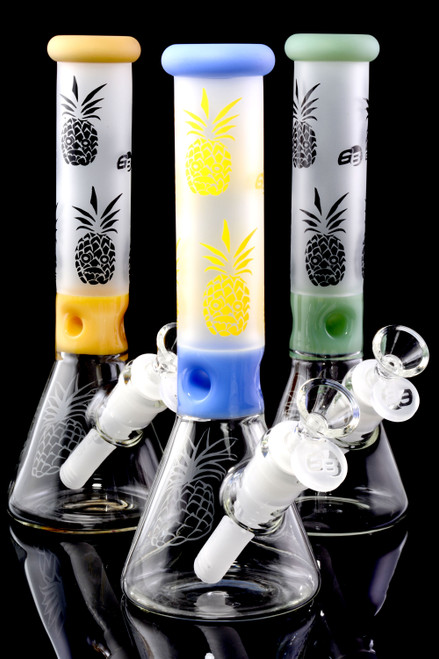 Small Frosted Pineapple Glass on Glass Beaker Water Pipe with Ice Pinch - WP2270
