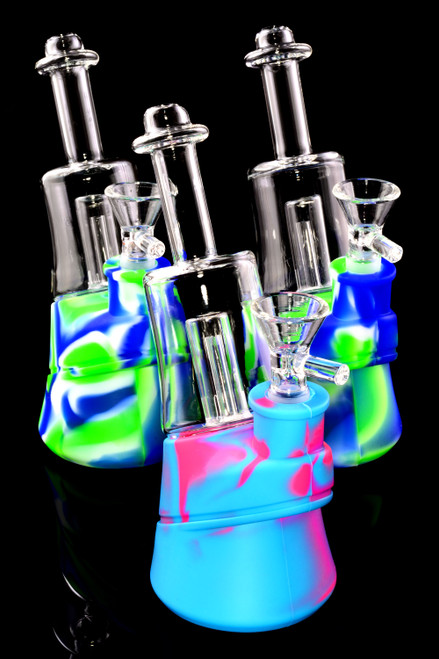 Small Colorful Silicone Glass Water Pipe with Dome Perc - WP2316