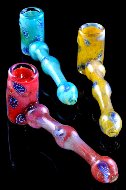 Colorful Glass Silver Fumed Color Changing Frit Hammer Pipe - P2309