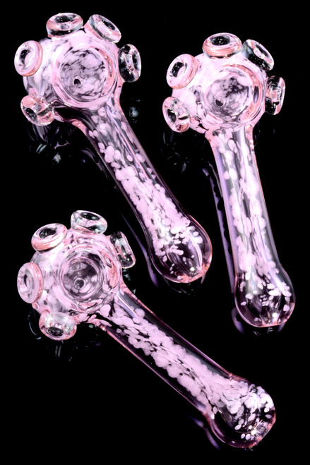 Pink Colored Frit Glass Pipe - P2310
