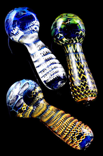 Thick Heavy Color Changing Spiral Striped Glass Pipe - P2348