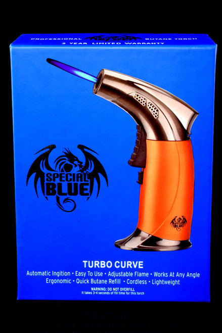 Wholesale refillable Special Blue orange Turbo Curve torch lighter.