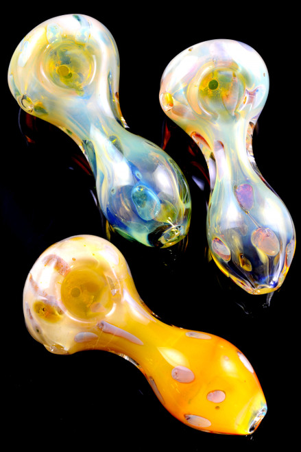 Color Changing Silver Fumed Dotted Glass Pipe - P2358