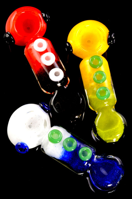 Thick Multicolor Frit Flat Mouthpiece Glass Pipe - P2371