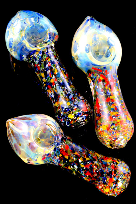 Wholesale confetti frit thick glass hand pipes for resale.