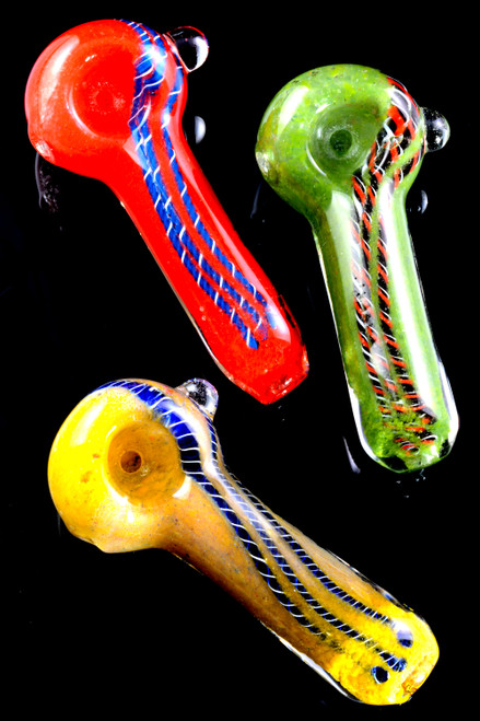 Colorful Frit Striped Glass Pipe - P2555