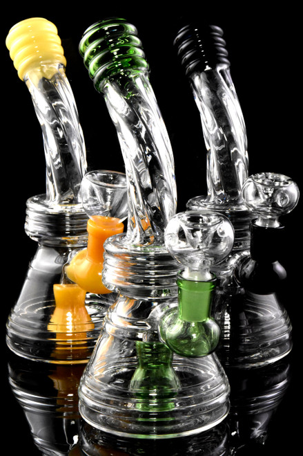 Twisted Stemless Glass on Glass Beaker Water Pipe with Showerhead Perc - WP2639