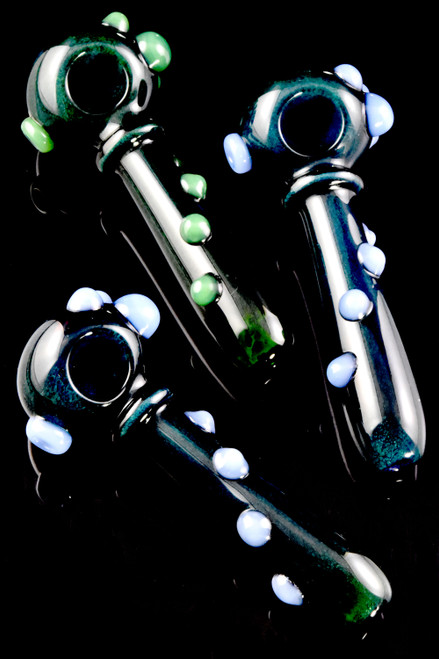 Green Colored Frit Glass Pipe - P2612