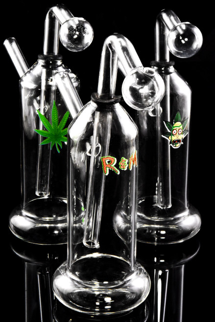 Clear Glass Oil Burner Rig with Decal - OIL158