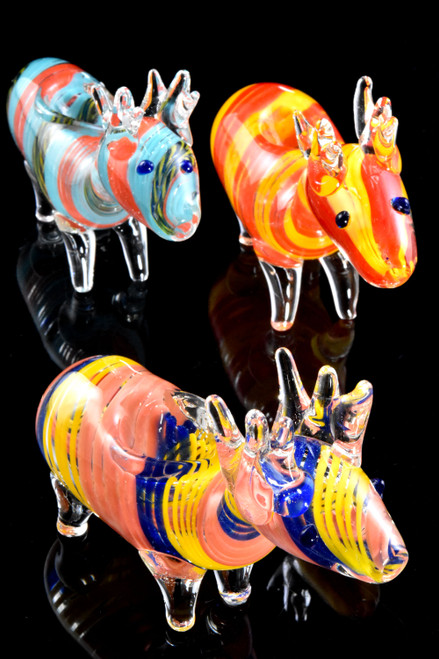 Multicolor Striped Clear Glass Deer Pipe - AP289