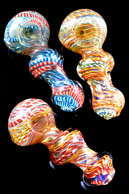 Color Changing Spiral Striped Glass Pipe - P2738