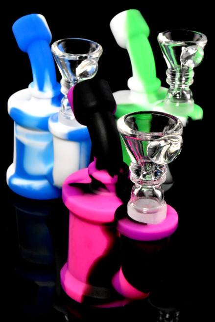 Cheap multicolor rubber bongs for wholesale smoking distribution.