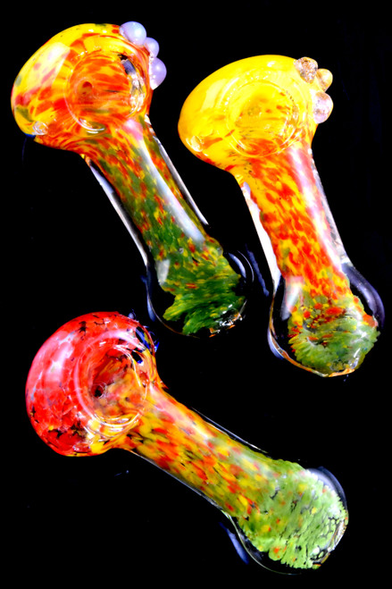 Colorful Rasta Frit Glass Pipe - P2831