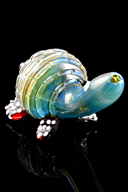 Silver Fumed Color Changing Glass Turtle Pipe - AP298
