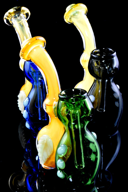 Wholesale fumed and colored glass sherlock bubbler for smoke shop resale.