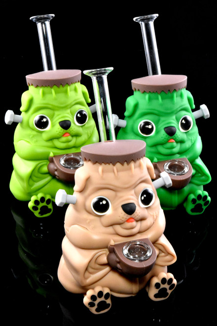 4.5" Colorful Silicone FrankenPug Water Pipe - WP3025