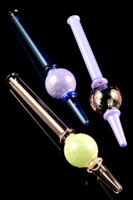 Bulk purchase glass slime colored sphere nectar straws for smoke shop inventory restock.