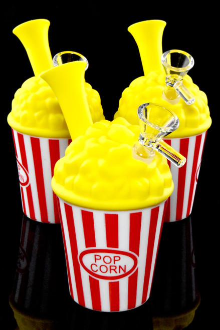 Wholesale rubber popcorn bucket water pipes for smoke shop purchase.