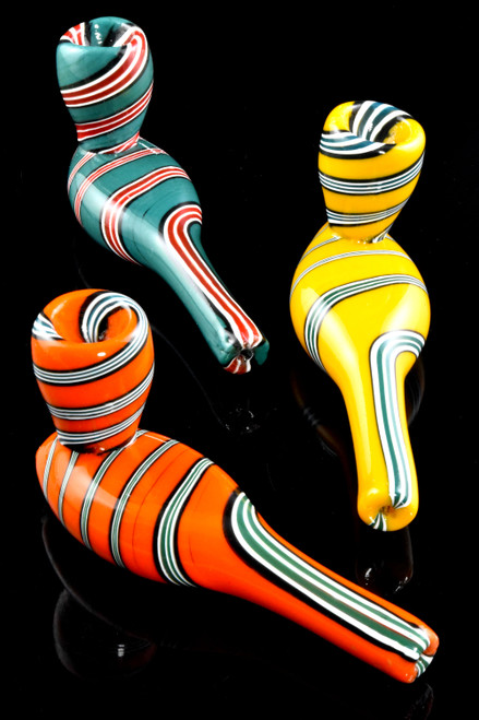 Bright Multicolor Spiral Striped Glass Pipe - P3003