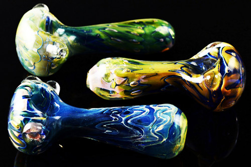 Thick Gold and Silver Fumed Glass Pipe - P840