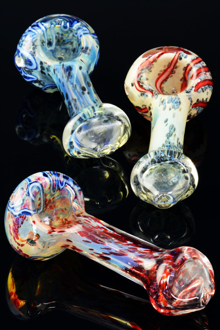Color Changing Silver Fumed Frit Glass Pipe - P1015