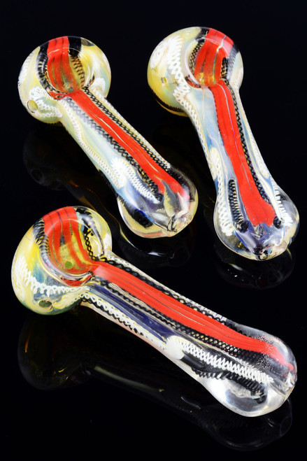 Color Changing Striped Glass Pipe - P1057