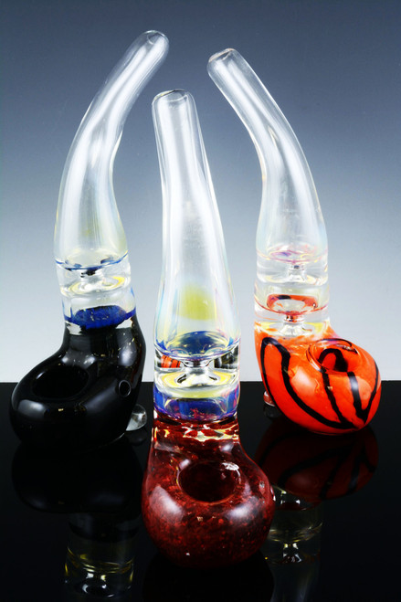 Large Color Changing Sherlock Frit Glass Pipe - P1069