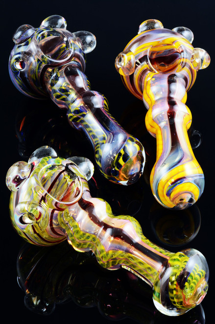 Gold Fumed Color Changing Glass Pipe - P1087