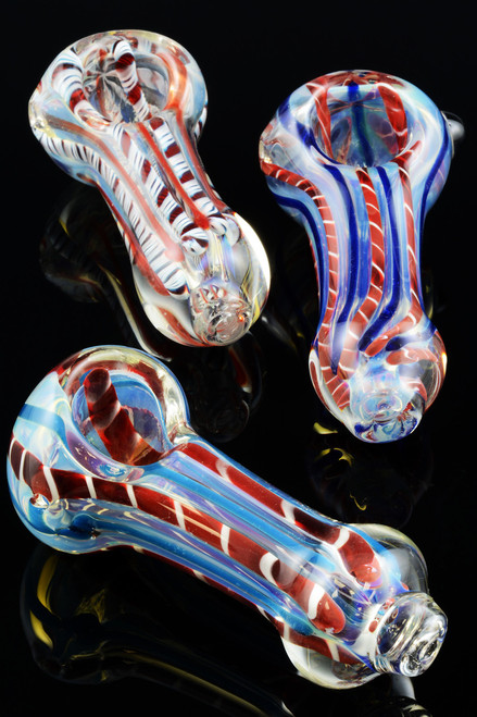 Small Color Changing Striped Glass Pipe - P1110