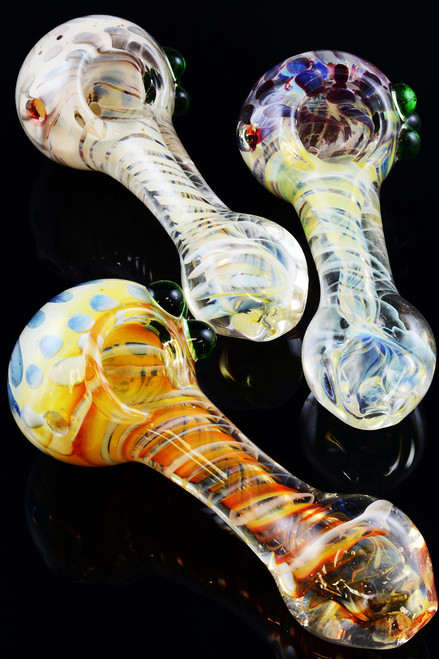 Color Changing Silver Fumed Spiral Glass Pipe - P1150