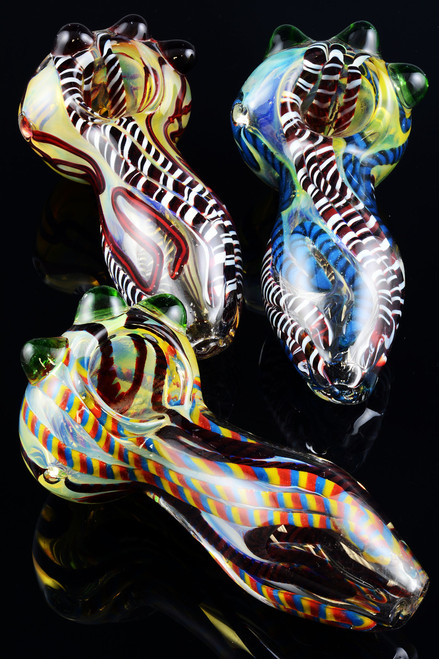Thick Color Changing Striped Glass Pipe - P1154