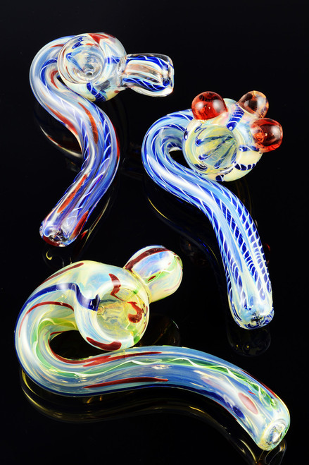 Color Changing Lay Down Sherlock Glass Pipe - P1208