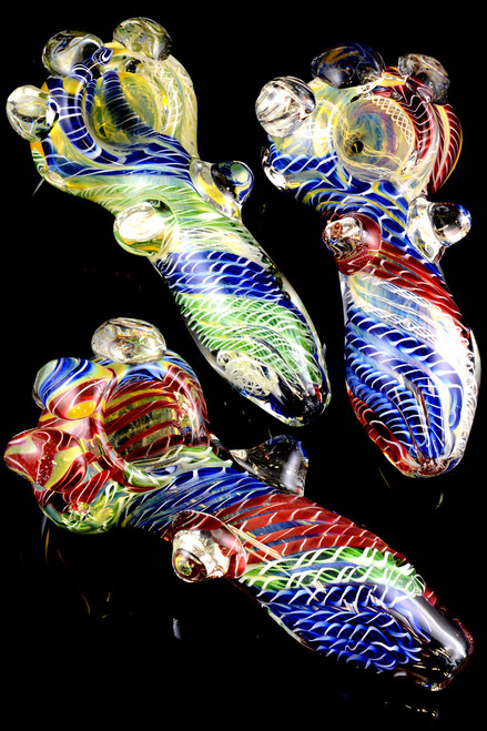 Thick Color Changing Striped Glass Pipe - P1232
