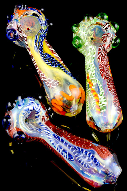 Large Color Changing Striped Glass Pipe - P1250