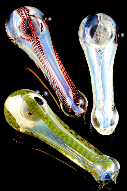 Thick Color Changing Striped Glass Pipe - P1252