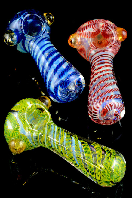 Color Changing Striped Glass Pipe - P1275