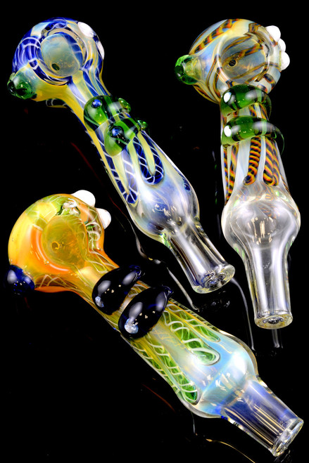 Color Changing Striped Glass Pipe - P1353