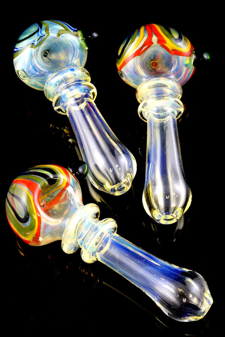 Color Changing Striped Glass Pipe - P1364