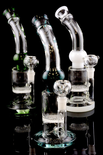 Medium Curved Stemless GoG Water Pipe with Honeycomb Disk Perc - WP1096