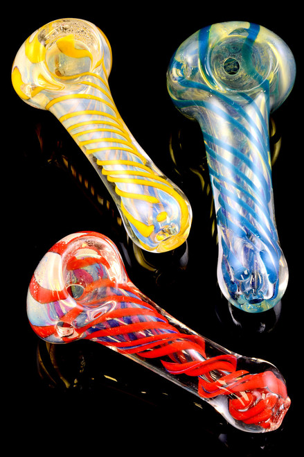 Small Color Changing Striped Glass Pipe - P1432