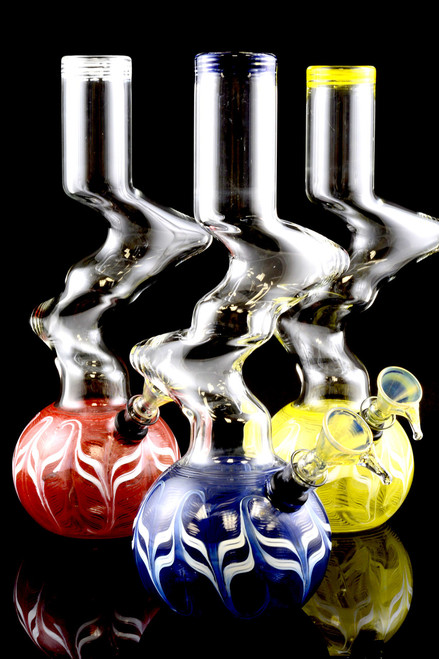 (US Made) Medium Colorful Zig Zag Water Pipe - WP1306