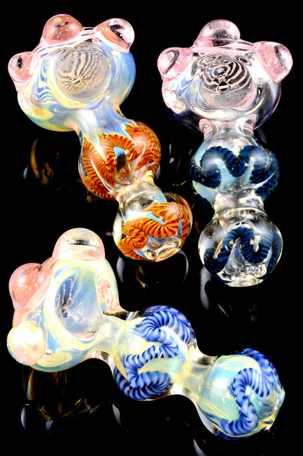 Thick Color Changing Pink Swirl Glass Pipe - P1506